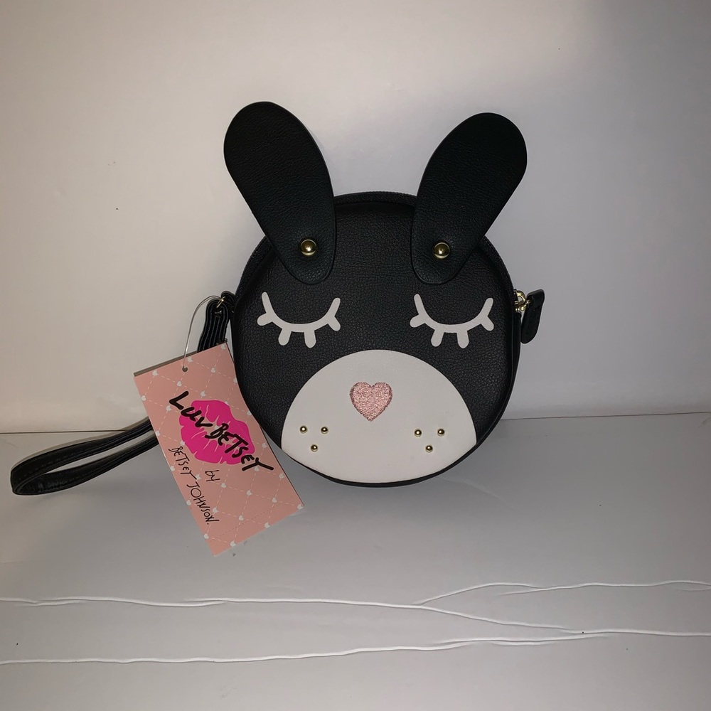 Betsey Johnson LBBUZ3 DogFace Black Purse Wristlet